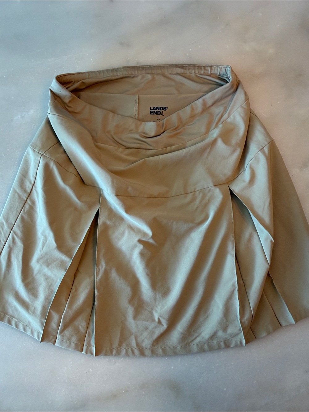 Lands' End Olive-Tone A-Line Pleated active Skort